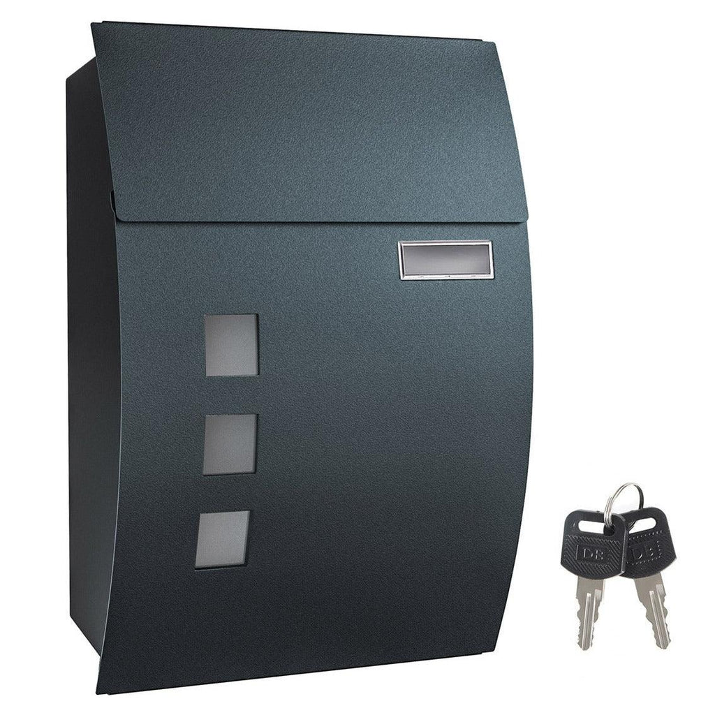 Boîte aux lettres murale avec fenêtres de visualisation emplacement pour nom 2 clés facile à installer gris anthracite 12_0001643 - Helloshop26