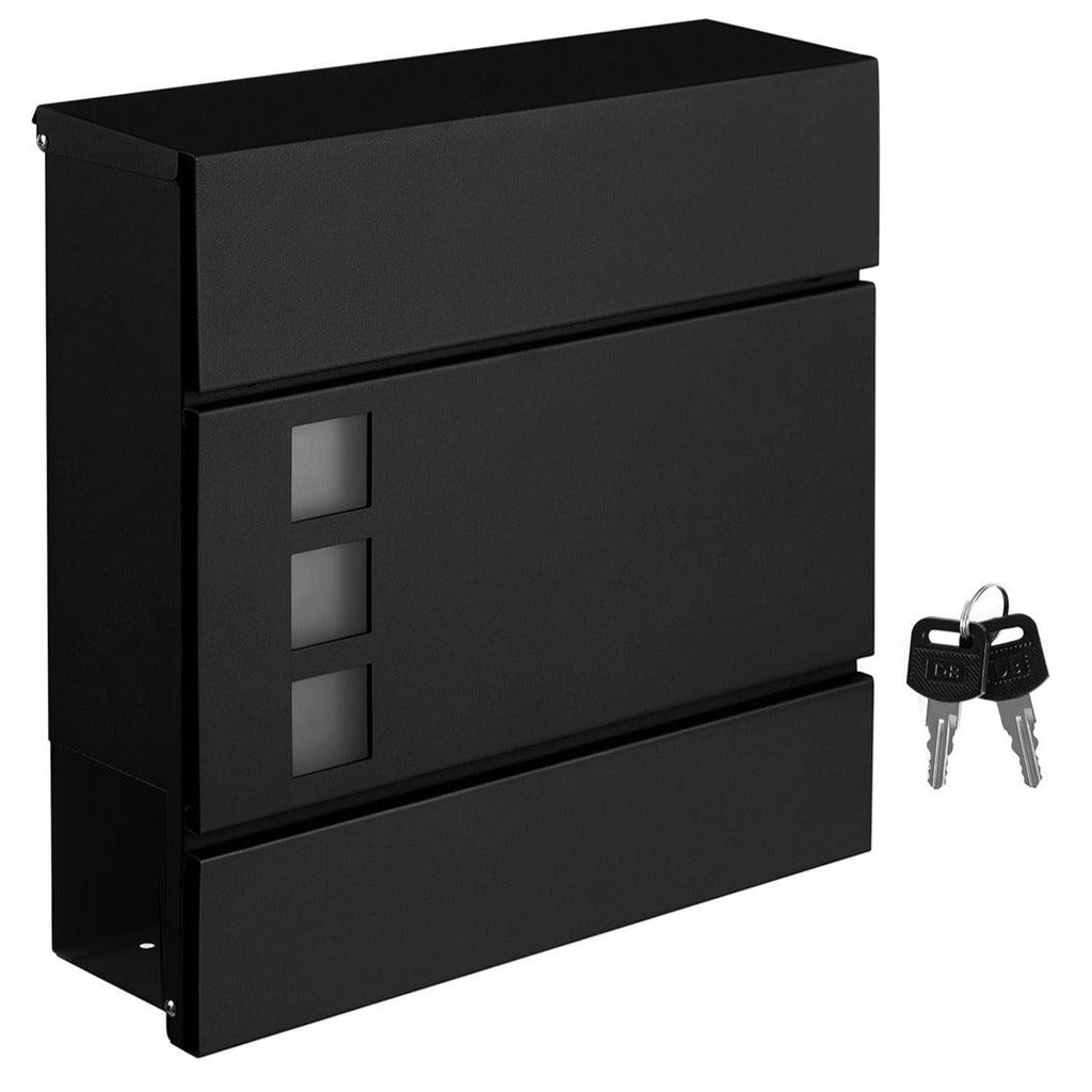 Boîte aux lettres moderne avec porte-journaux couvercle verrouillable facile à installer noir 12_0001642 - Helloshop26