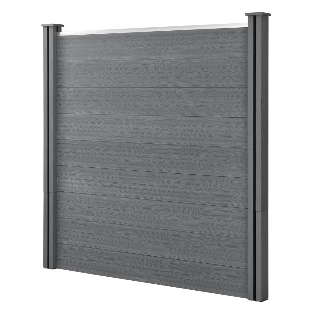 Clôture brise vue brise vent bois composite (WPC) quadratique et oblique 183 x 451 cm gris 03_0001459 - Helloshop26