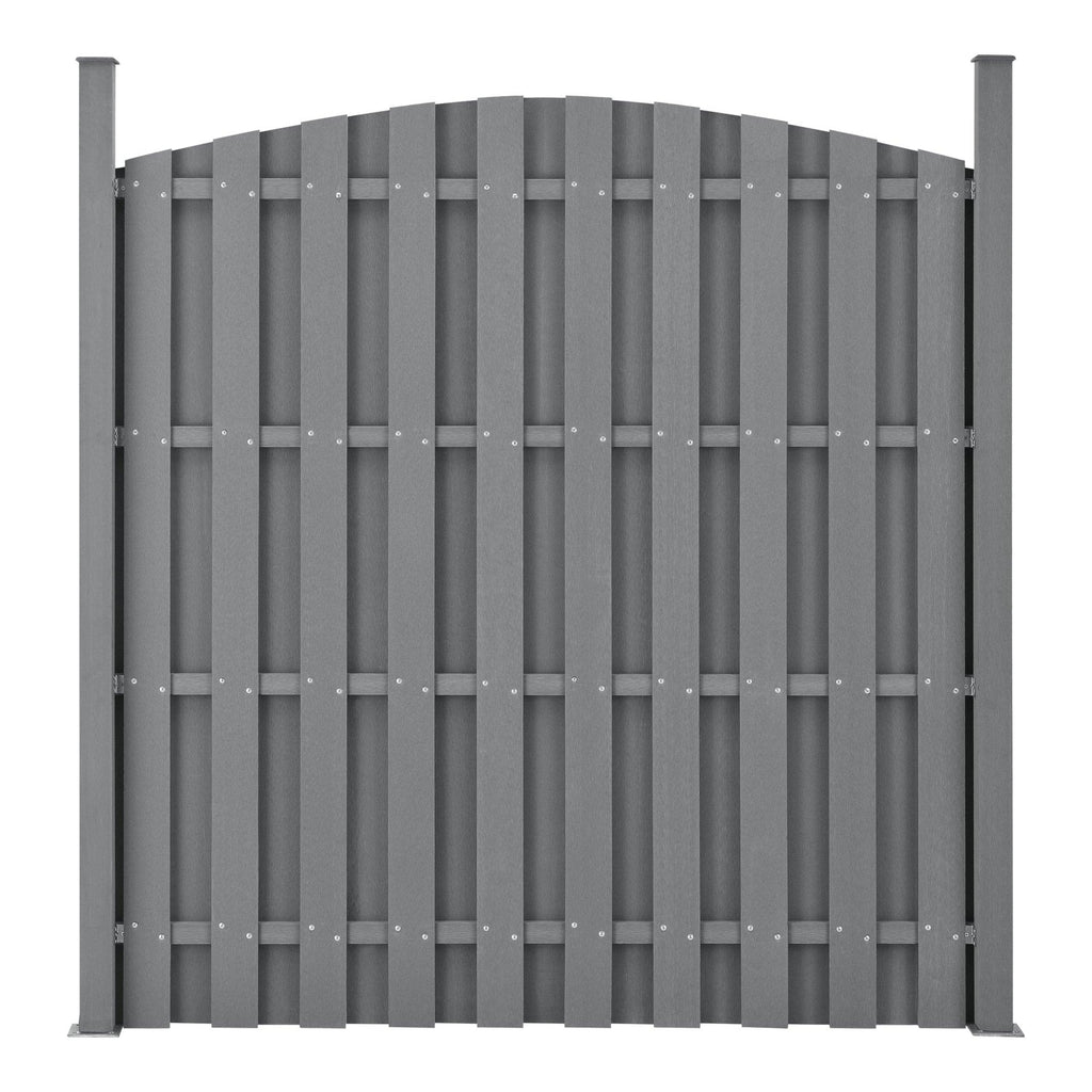 4 pièces de clôture barrière brise vue brise vent bois composite WPC demi-cercle arrondi 185 x 747 cm gris 03_0000229 - Helloshop26