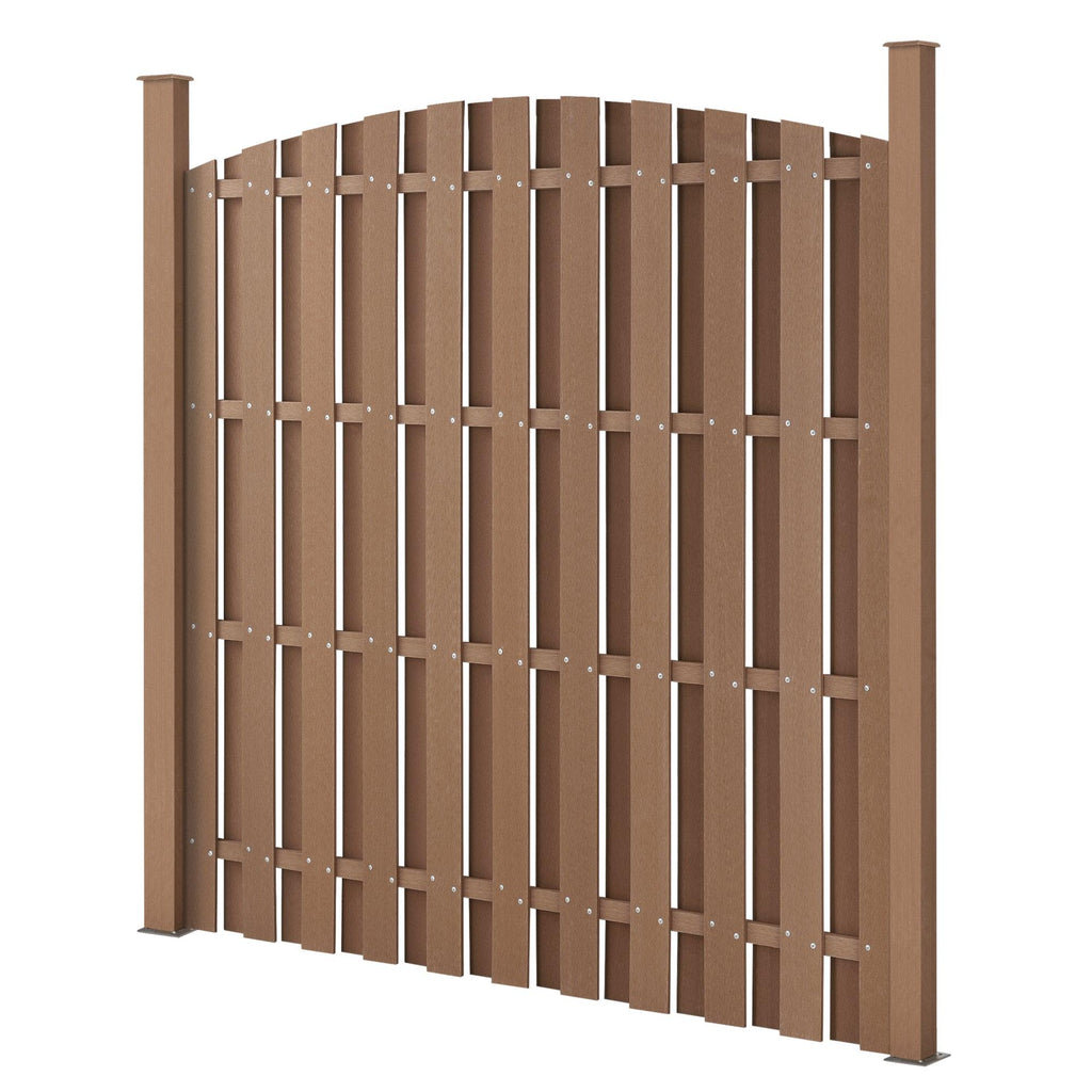4 pièces de clôture barrière brise vue brise vent bois composite WPC demi-cercle arrondi 185 x 747 cm brun 03_0000228 - Helloshop26