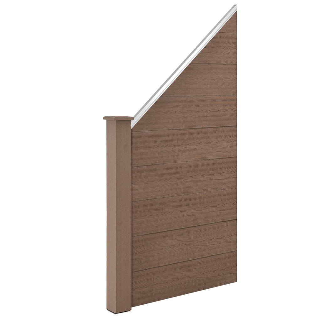 Clôture brise vue brise vent bois composite (wpc) quadratique et oblique brun 183 x 451 cm 03_0001454 - Helloshop26