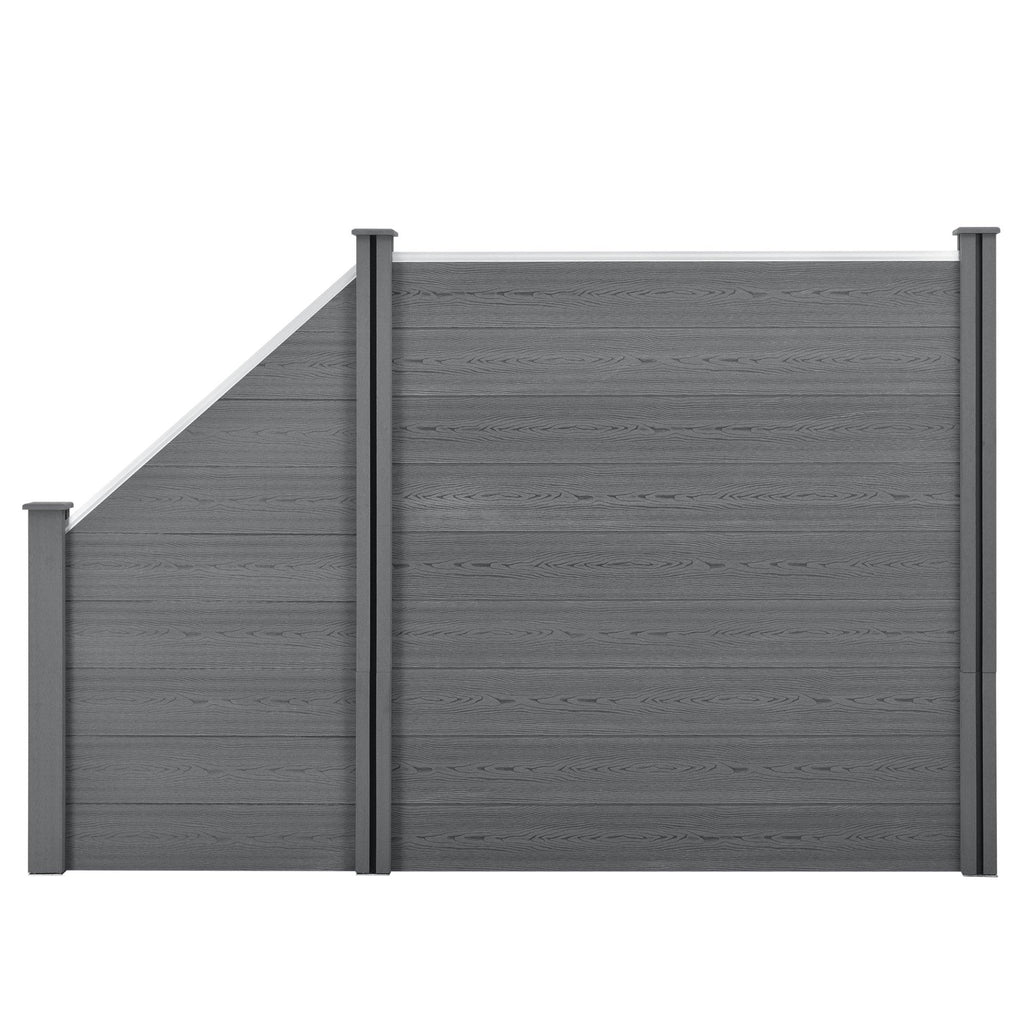 Clôture brise vue brise vent bois composite (WPC) quadratique et oblique 183 x 277 cm gris 03_0001458 - Helloshop26