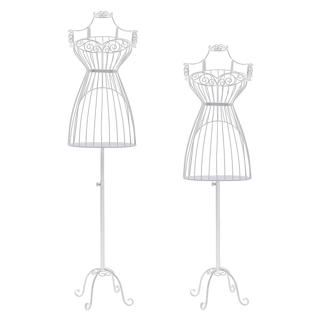 Buste de femme mannequin de couture en fer forgé hauteur réglable 147-167 cm stable blanc 12_0003637 - Helloshop26