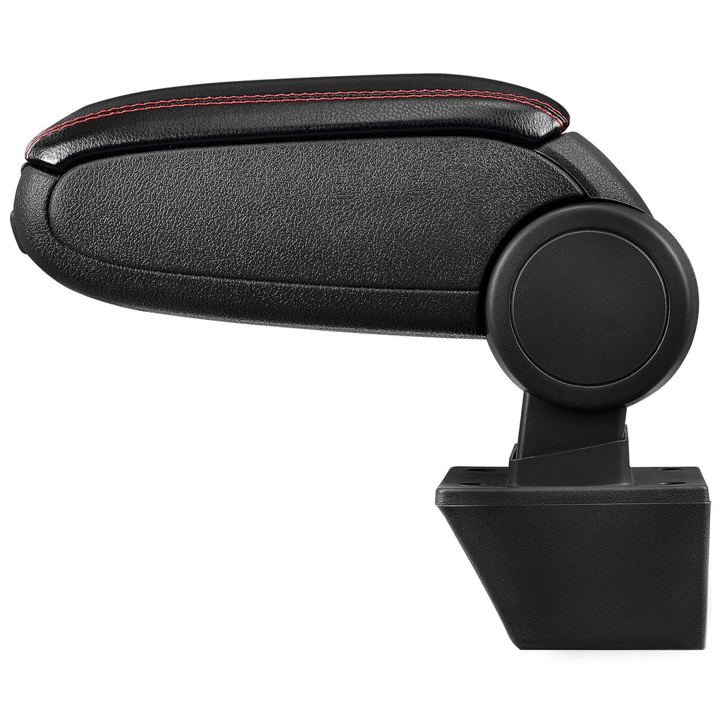 Accoudoir central pour Opel Meriva A avec compartiment rembourré cuir-synthétique noir avec des coutures rouges 03_0000595 - Helloshop26