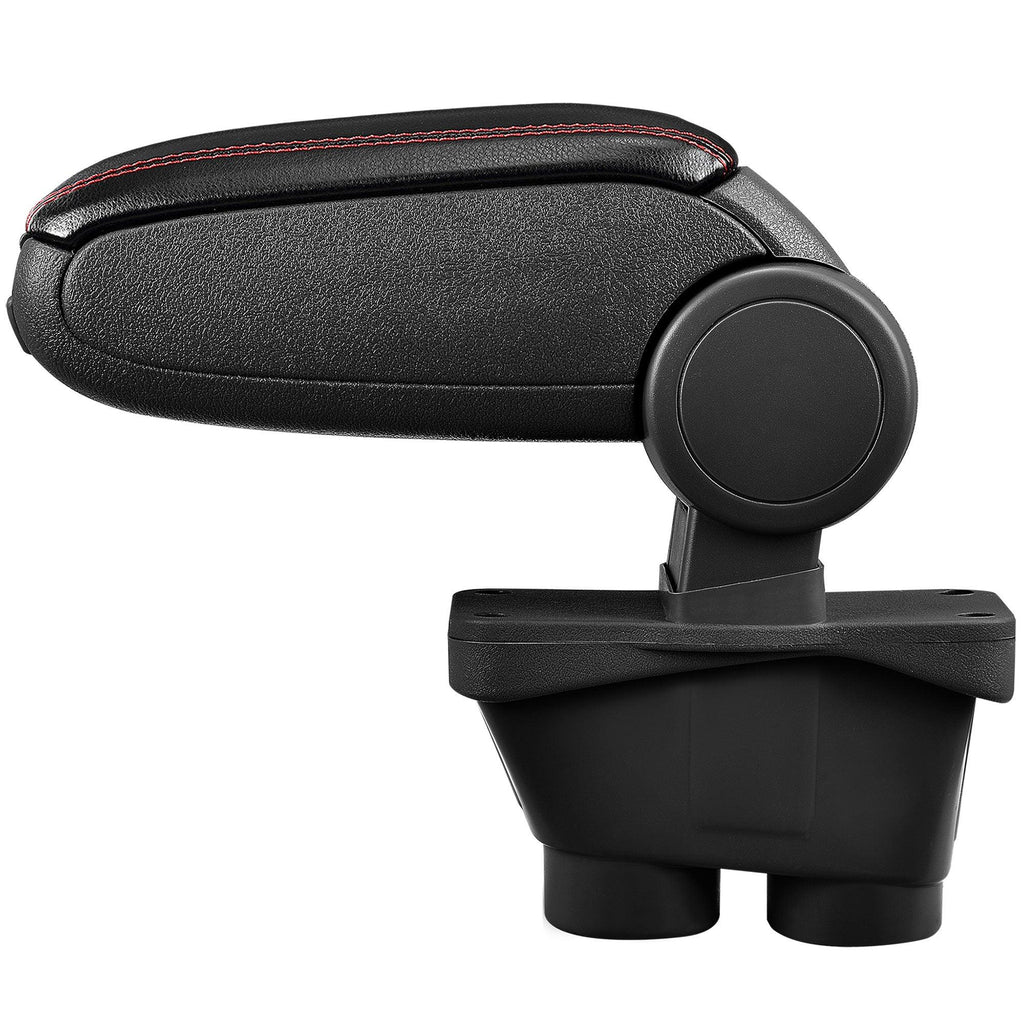 Accoudoir central pour Peugeot 208 avec compartiment rembourré cuir-synthétique noir avec des coutures rouges 03_0000614 - Helloshop26