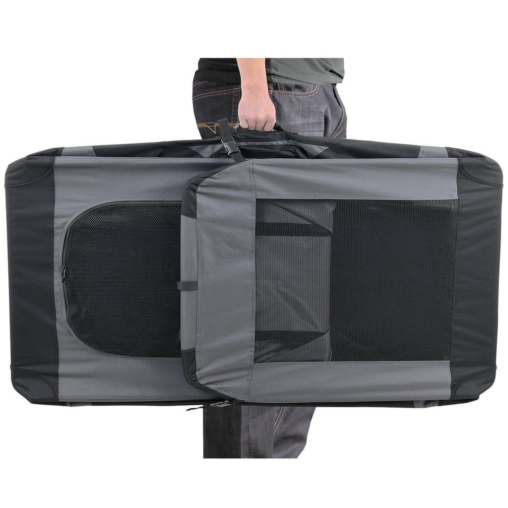 Cage de transport pour chien box de transport pour chien chenil polyester pliant gris taille XXXL 03_0001230 - Helloshop26