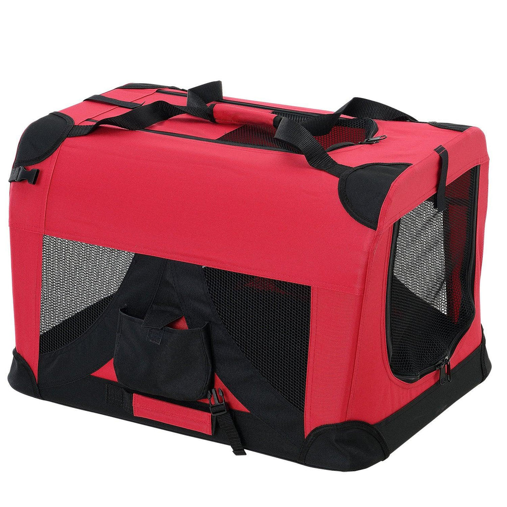 Cage de transport pour chien box chenil polyester pliant taille M rouge 03_0001237 - Helloshop26