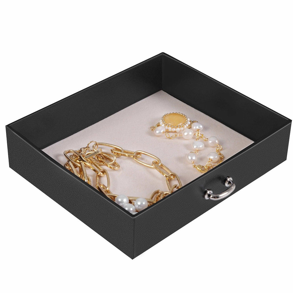 Boîte à bijoux mallette à bijoux coffret à bijoux de voyage organisateur de bijoux portable avec 2 tiroirs miroir serrure et clés verrouillable 17,5 x 13 5 x 12 cm noir 12_0002111 - Helloshop26