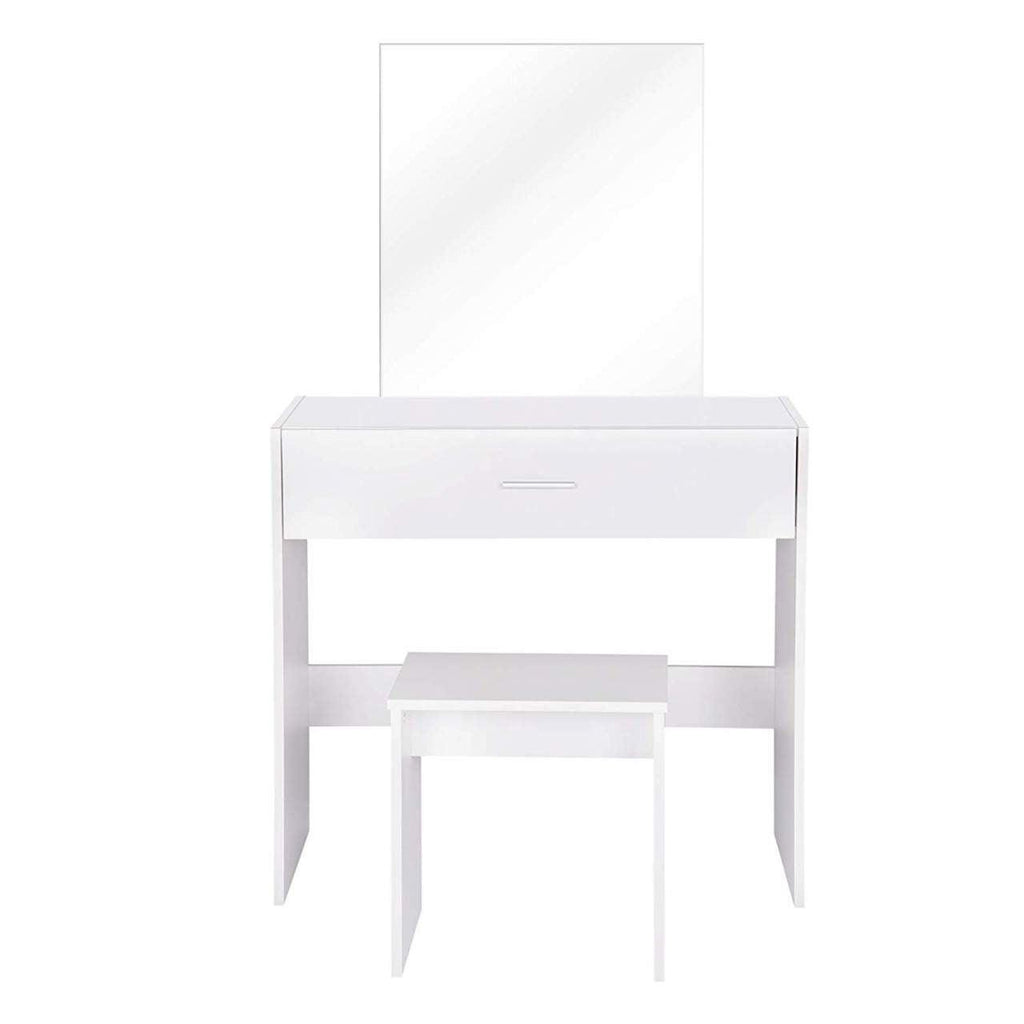 Coiffeuse avec miroir tabouret et tiroir 132 cm blanc 19_0000471 - Helloshop26