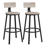 Lot de 2 chaises de bar tabourets hauts avec dossier siège de cuisine cadre en acier montage facile siège de 73 cm de haut style industriel grège et noir 12_0002533