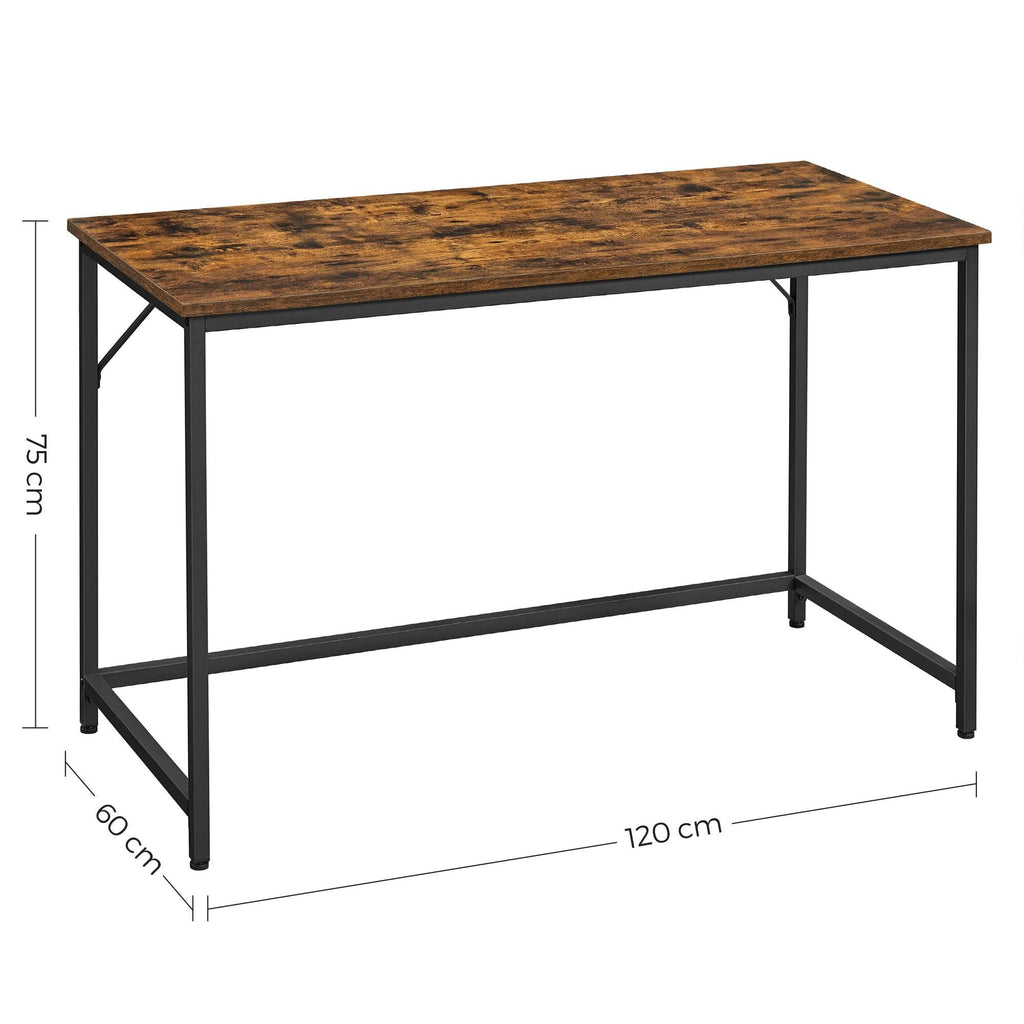 Bureau table poste de travail 120 cm pour bureau salon chambre assemblage simple métal style industriel marron rustique et noir 12_0001289 - Helloshop26