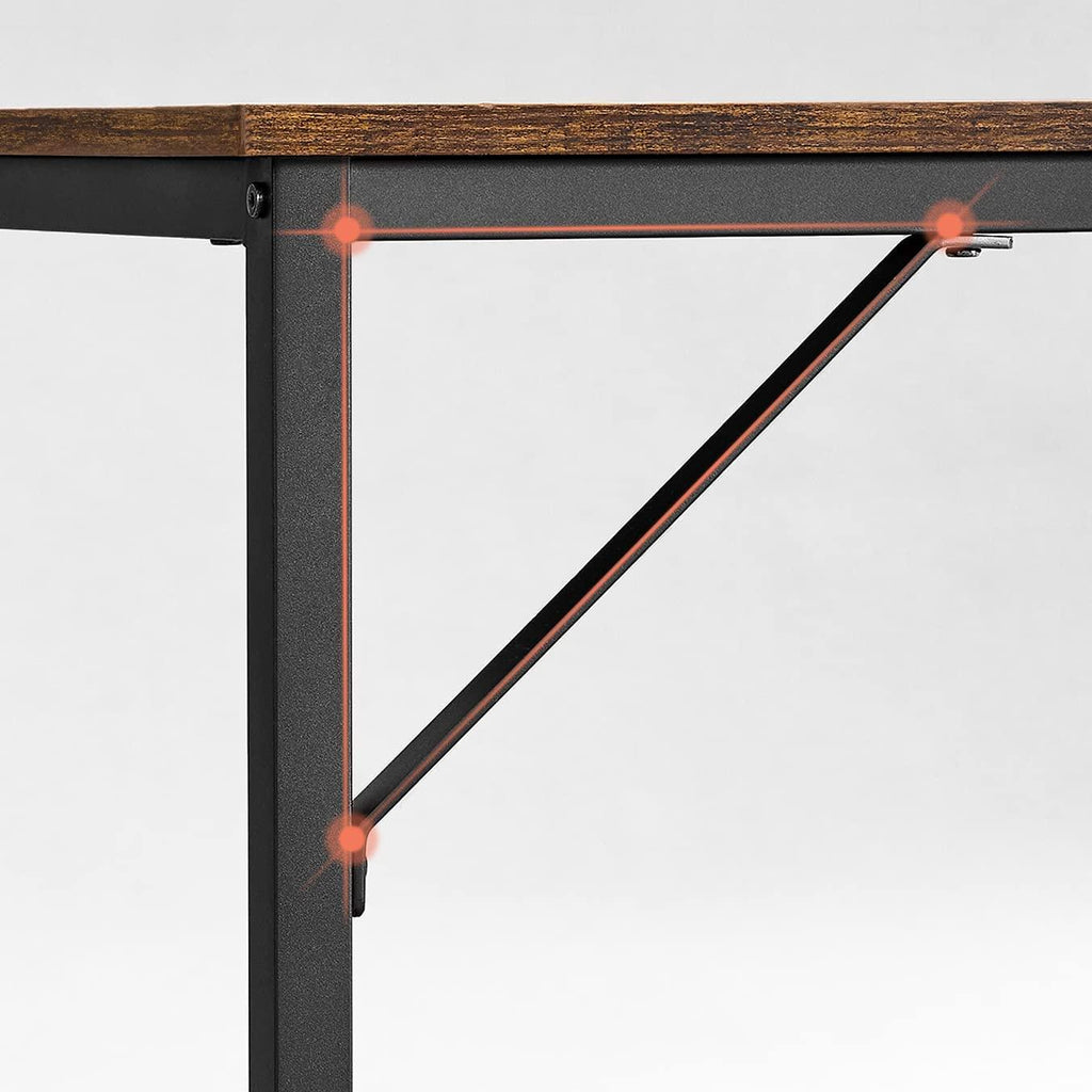 Bureau table poste de travail 140 cm pour bureau salon chambre assemblage simple métal style industriel marron rustique et noir 12_0001306 - Helloshop26