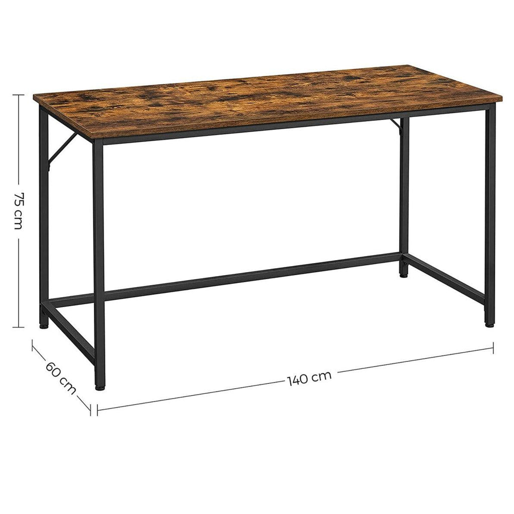 Bureau table poste de travail 140 cm pour bureau salon chambre assemblage simple métal style industriel marron rustique et noir 12_0001306 - Helloshop26
