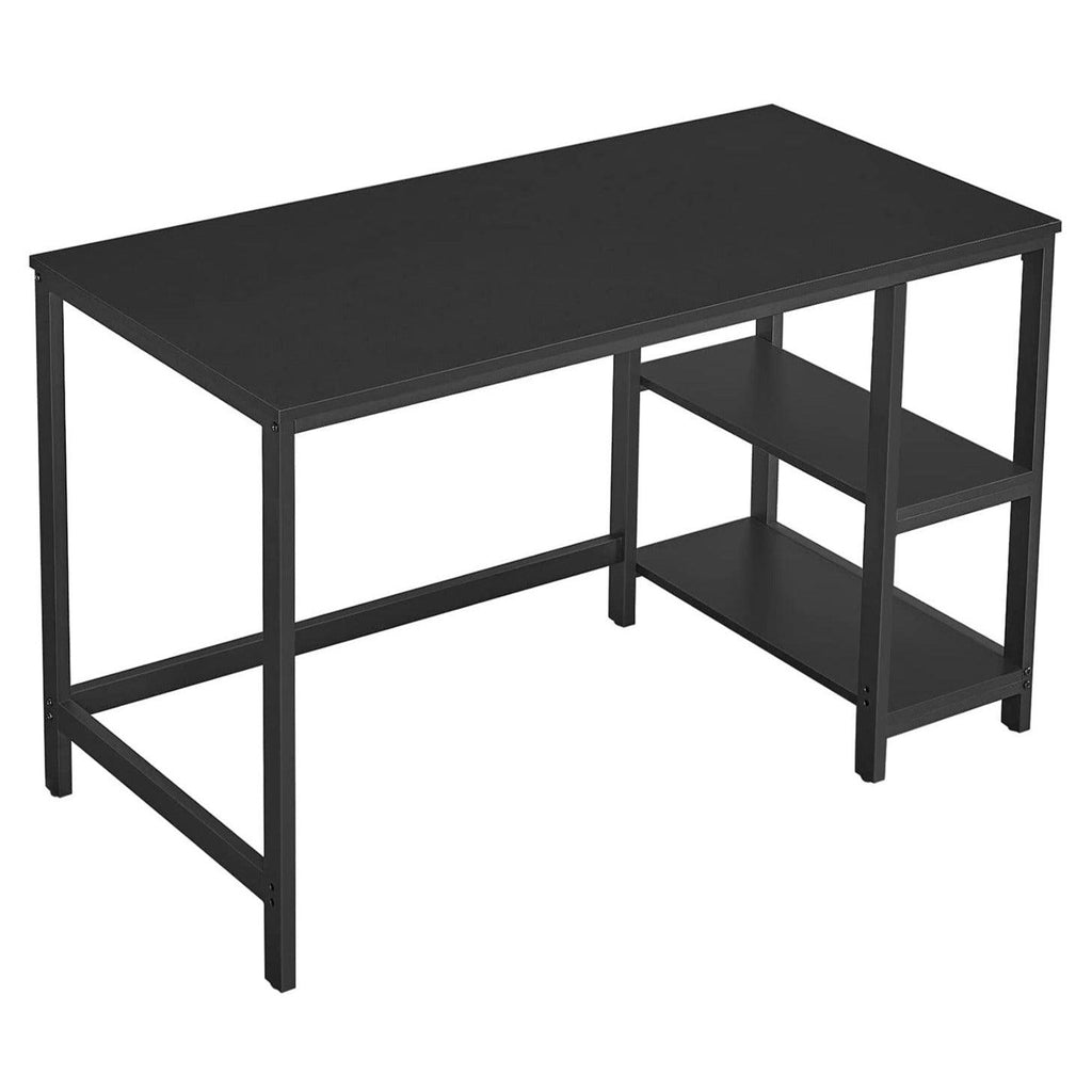 bureau informatique table avec rangement avec étagère à 2 niveaux à gauche ou à droit pour bureau salon cadre en métal style industriel noir 12_0001279 - Helloshop26