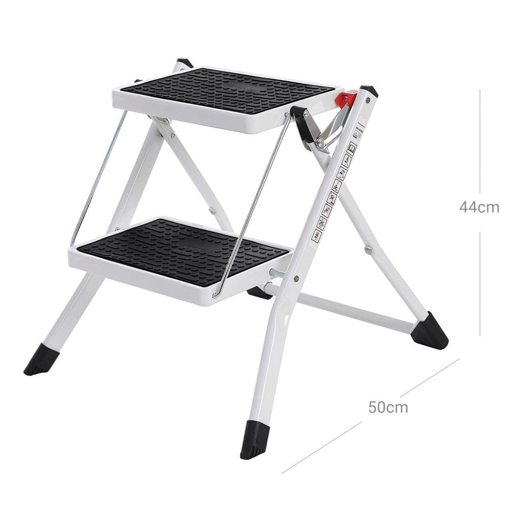 Échelle marchepied pliante 2 marches antidérapant en acier fini en poudre 150 kg capacité vérifié et certifié 12_0002714 - Helloshop26