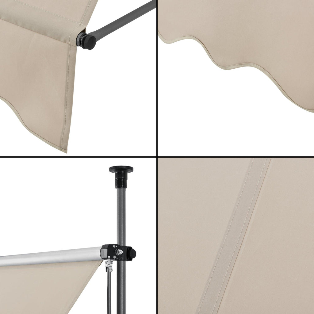 Brise-soleil pare-soleil métal et polyester hauteur variable sable 200 x 120 x 200-300 cm 03_0001121 - Helloshop26