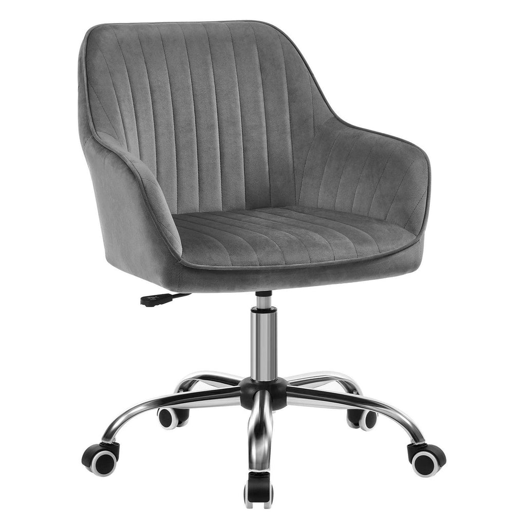 Chaise de bureau avec surface en tissu velours fauteuil pivotant siège ergonomique rembourrage en mousse hauteur réglable gris clair 12_0001304 - Helloshop26
