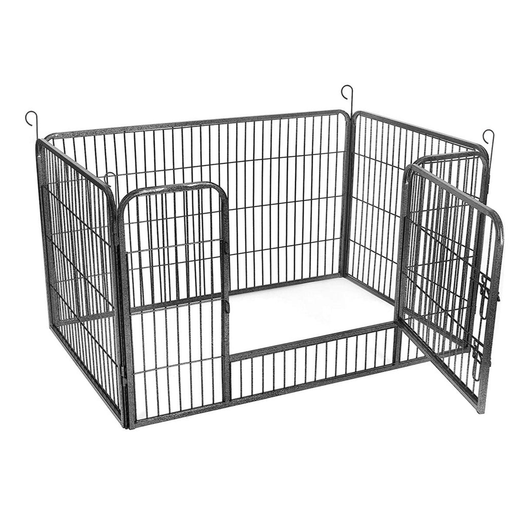 Barrière de sécurité en bois pour chiens avec charnières flexibles à 360°  et 4 panneux 60 cm marron 20_0000236