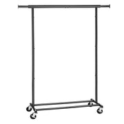 Portant à vêtements avec roulettes charge de 70 kg porte-vêtements durable pliable penderie extensible 160 cm étagère de rangement noir 12_0003660