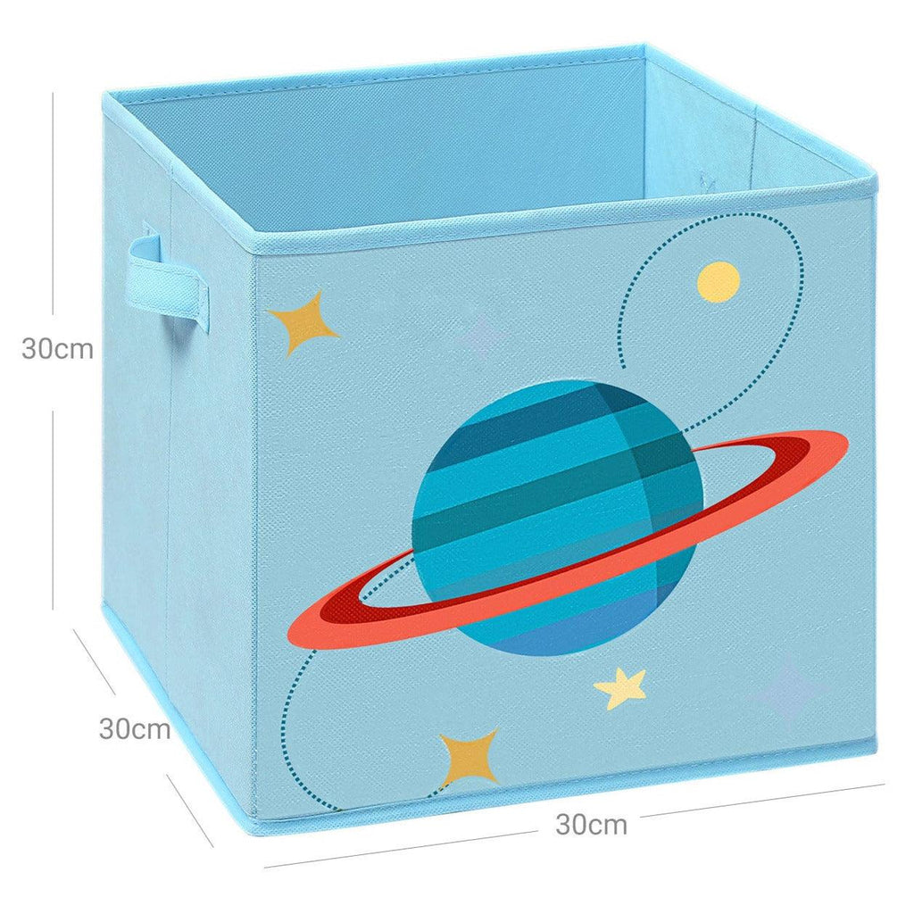 Boîtes de rangement lot de 3 organisateurs pour jouets cubes pliables avec poignées pour chambre d'enfant salle de jeux 30 x 30 x 30 cm thème de l'espace bleu vert et rose 12_0002274 - Helloshop26