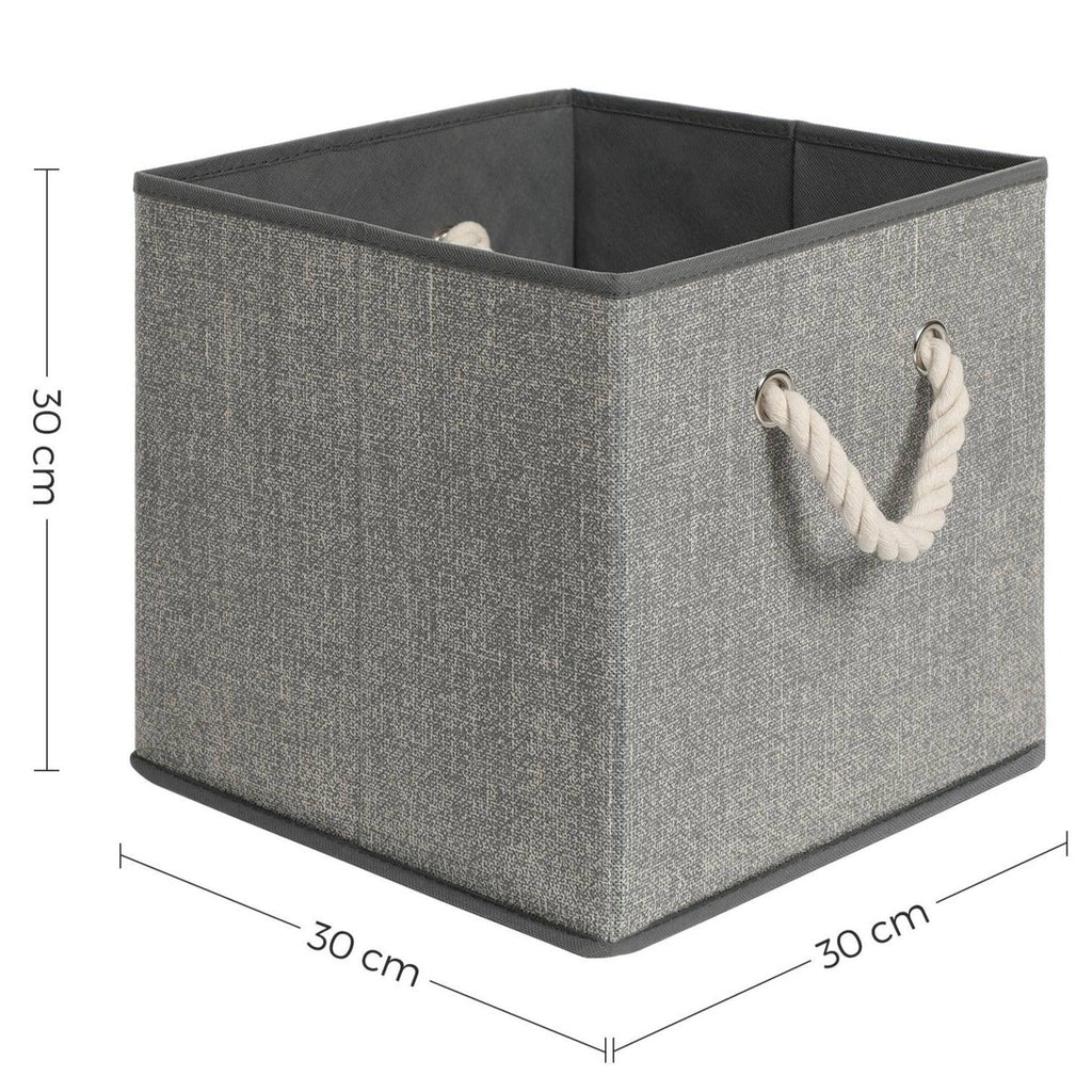 Boîtes de rangement en tissu lot de 3 bacs cubes sans couvercle avec poignées 30 x 30 x 30 cm motif lin gris 12_0003633 - Helloshop26