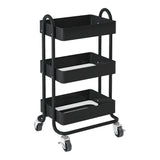 Chariot de service à roues 3 paniers acier 78,5 x 46 x 35 cm noir 03_0006800