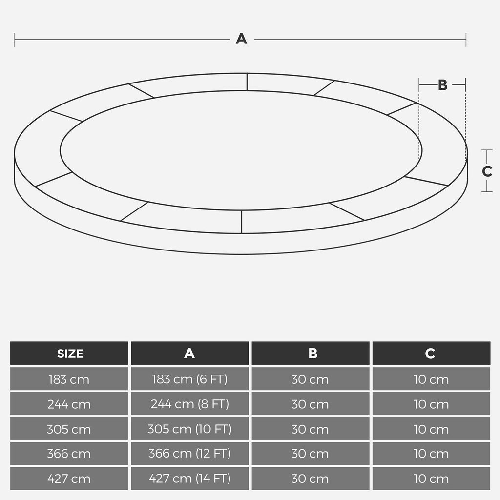 Coussin de sécurité de trampoline de remplacement rechange diamètre 244 cm résistant aux rayons uv anti-déchirure taille standard rose 12_0001963 - Helloshop26