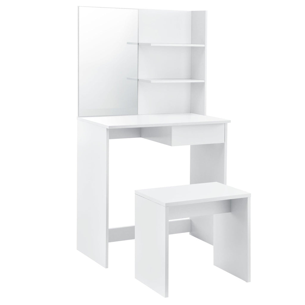 Coiffeuse table de maquillage avec tiroir et chaise panneau de bois 141 cm blanc 03_0001501 - Helloshop26