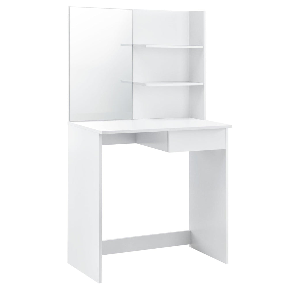 Coiffeuse table de maquillage avec tiroir et chaise panneau de bois 141 cm blanc 03_0001501 - Helloshop26