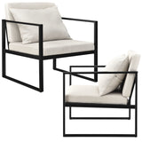 Lot de 2 fauteuils design de salon avec accoudoirs siège et dossier rembourré armature solide housse en polyester 70 x 60 x 60 beige noir 03_0005759