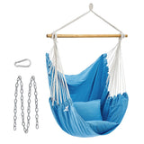Fauteuil suspendu chaise suspendue déco maison cocooning balançoire siège avec 2 coussins chaîne en métal capacité 150 kg intérieur extérieur salon chambre bleu 12_0001591