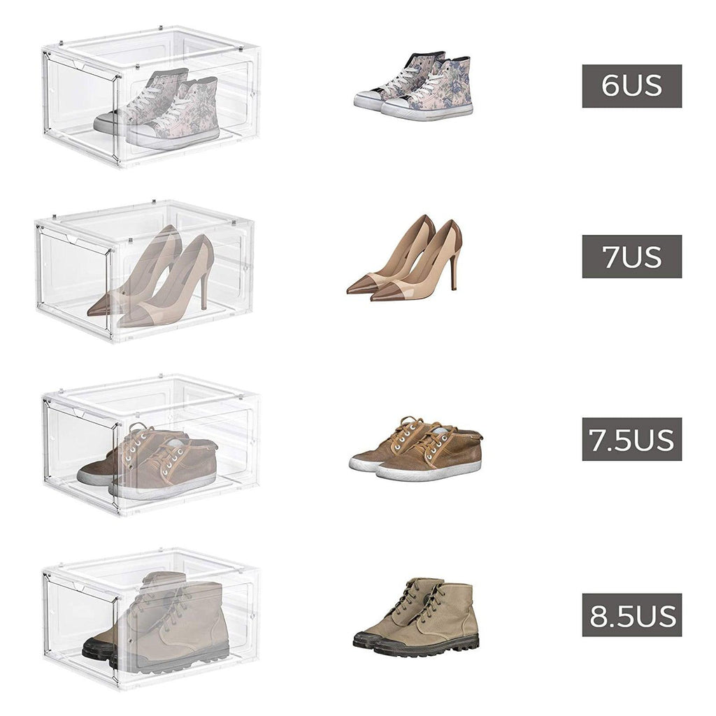 Boîtes à chaussures lot de 6 organisateurs avec porte rangement de chaussure en plastique empilable assemblage facile 27 x 34 5 x 19 cm jusqu’à la pointure 46 blanc 12_0002636 - Helloshop26