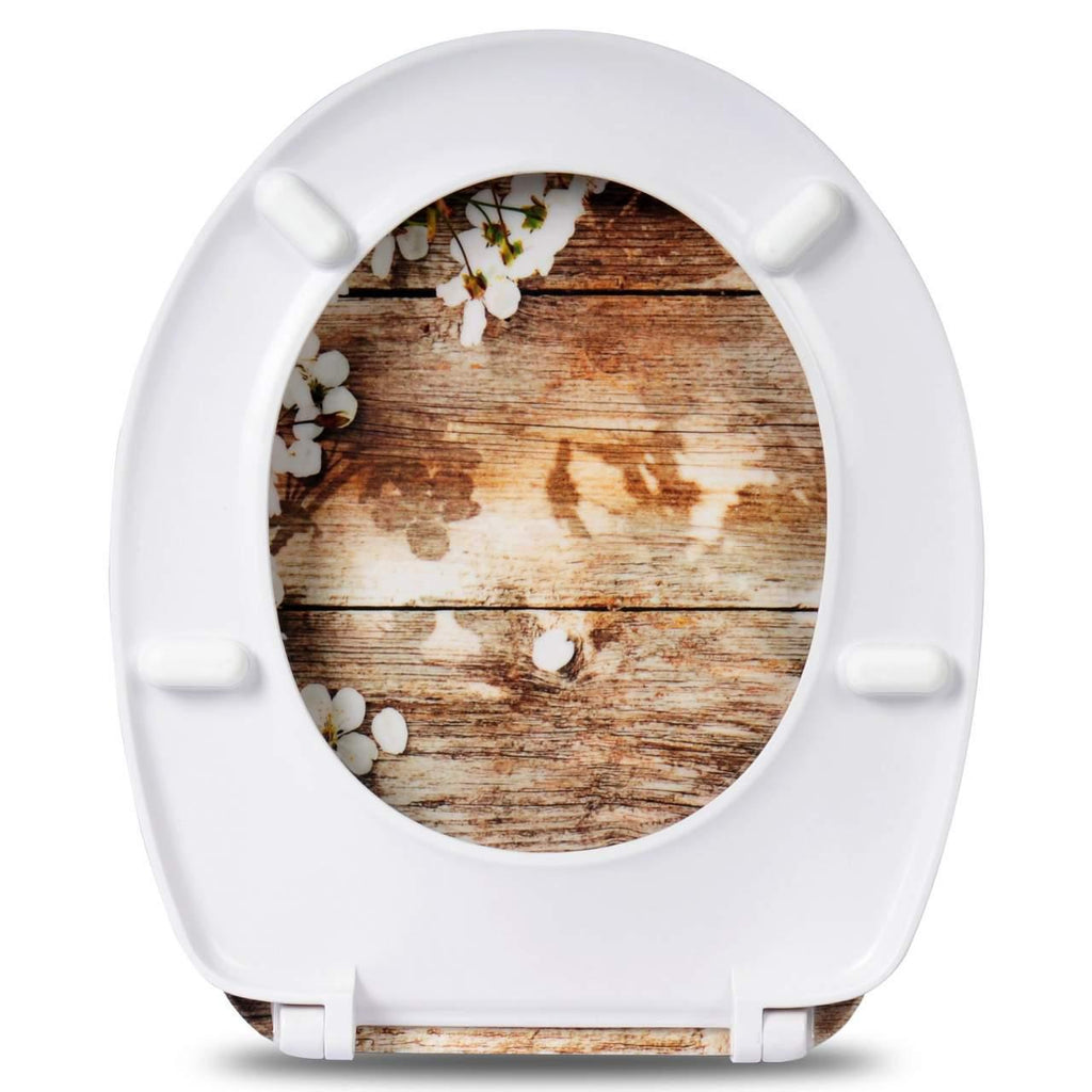 Abattant WC Siège de toilette durable avec fleur blanche 19_0000705 - Helloshop26