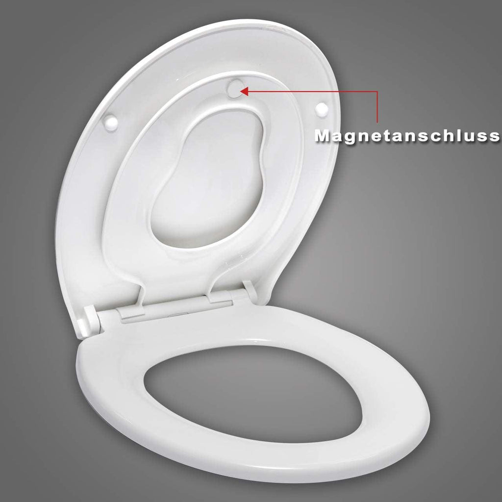 Couvercle de WC famille avec siège d'enfant abattant WC en plastique avec abaissement automatique blanc 19_0000682 - Helloshop26