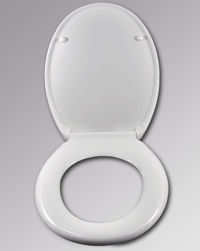 Abattant WC siège de toilette en plastique blanc avec abaissement automatique et fixation rapide 19_0000677 - Helloshop26