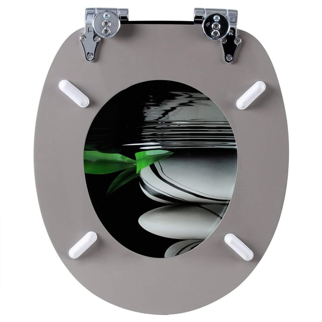 Abattant WC en MDF avec soft-close décoration galet gris noir 19_0000745 - Helloshop26