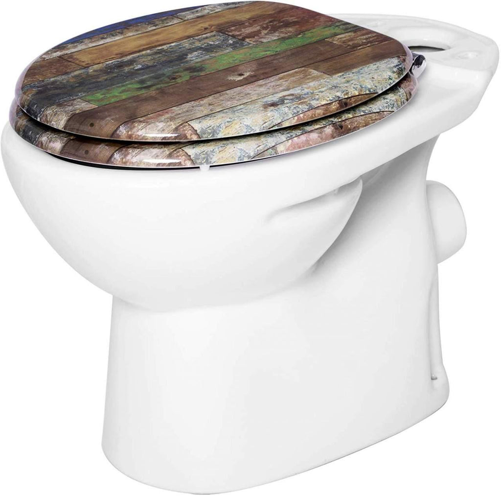 Abattant de WC en bois robuste abattant de WC à fermeture en douceur norme idéale pour salle de bains familiale 19_0000668 - Helloshop26