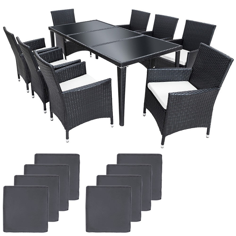Salon de jardin 8 chaises + table noir 2108005
