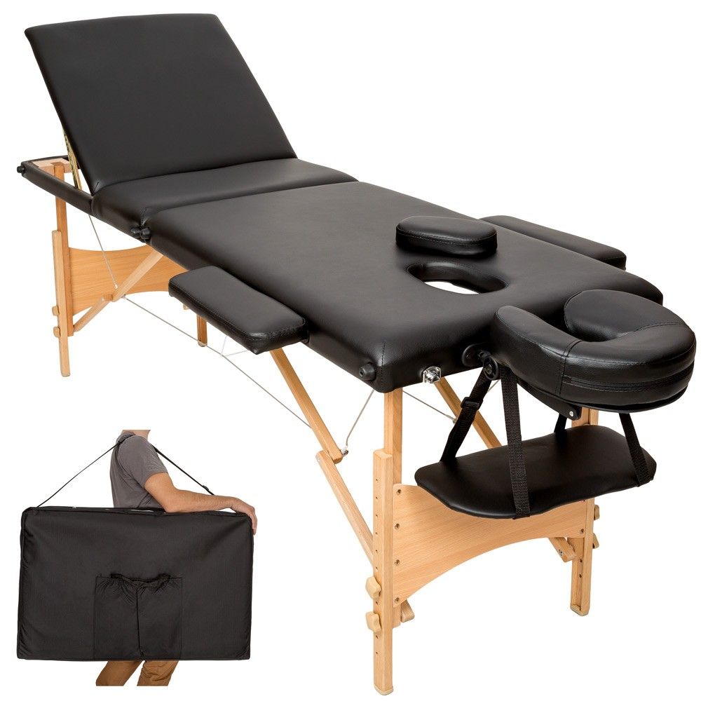 Table de massage noire 3 zones avec sac de transport 2008054