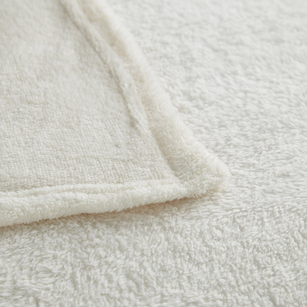 Grande couverture polaire plaid douillet lavable 200 x 220 cm crème 2013083
