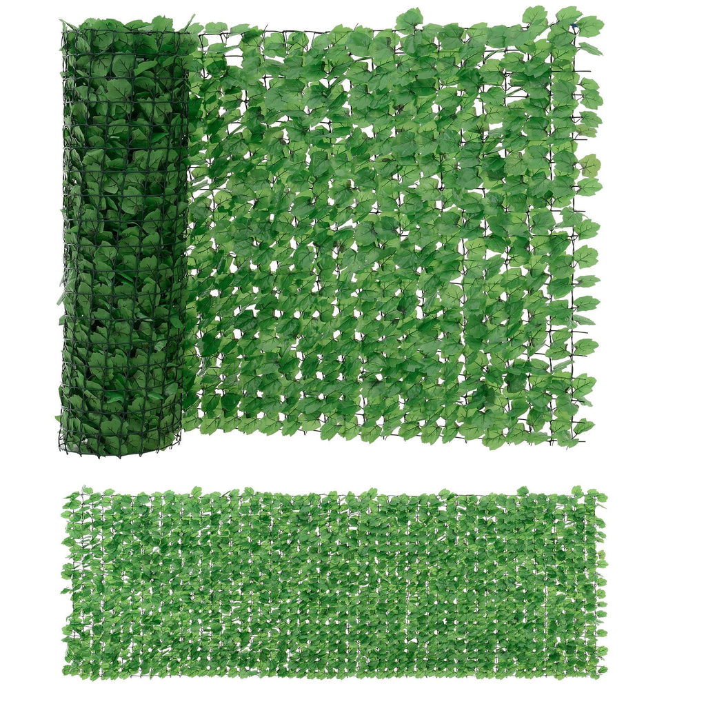 Clôture avec feuilles brise vue brise vente polyester plastique fil de fer 300 x 150 cm vert 03_0001444 - Helloshop26