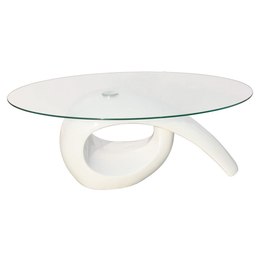 Table basse design blanche verre  0902016