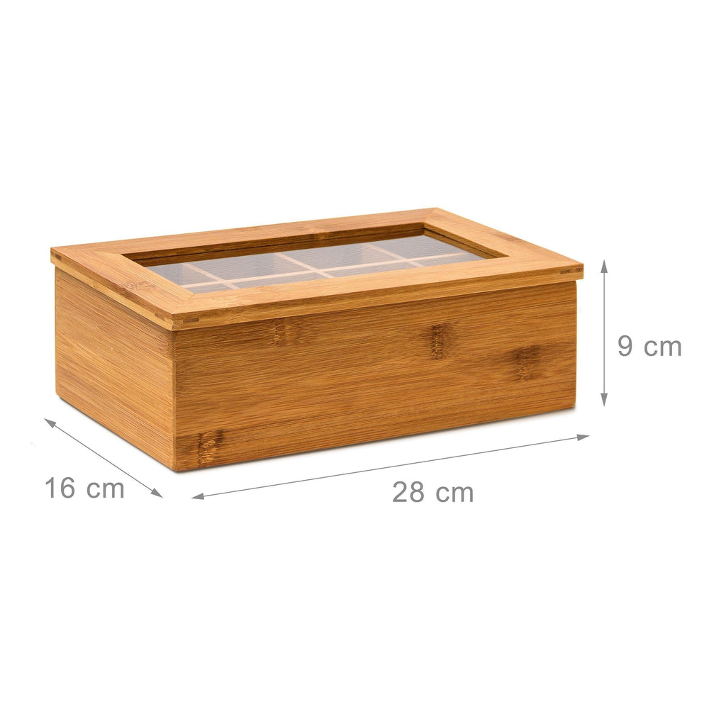 Boîte à thé en bambou 8 compartiments Coffret sachets thé vrac cuisine 28 cm beige 4313041 - Helloshop26