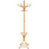Porte manteau sur pieds avec 12 crochets en bois massif pour manteaux chapeaux parapluie 51 x 51 x 184 cm couleur naturel 20_0005077