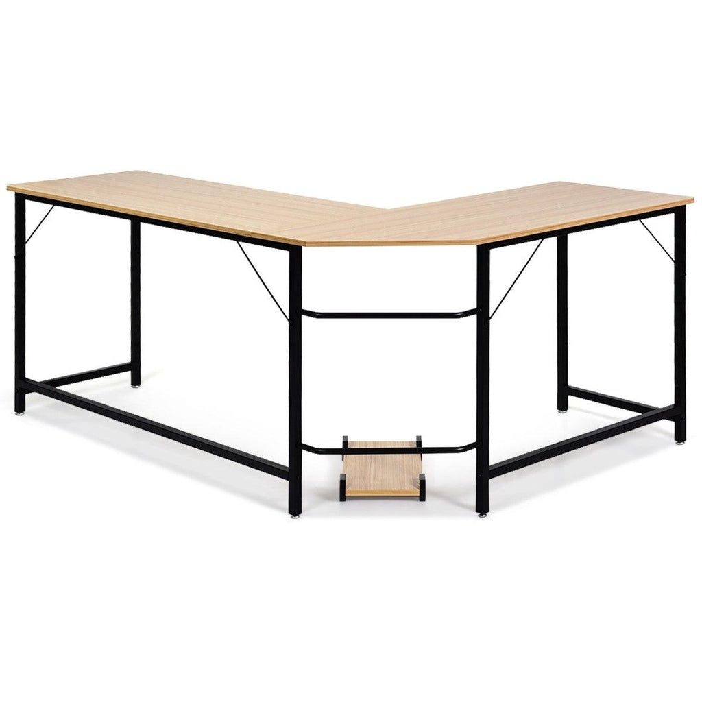Bureau/table d'ordinateur d'angle en bois et métal 168 x 125 x 74 cm couleur de bois 20_0000346 - Helloshop26