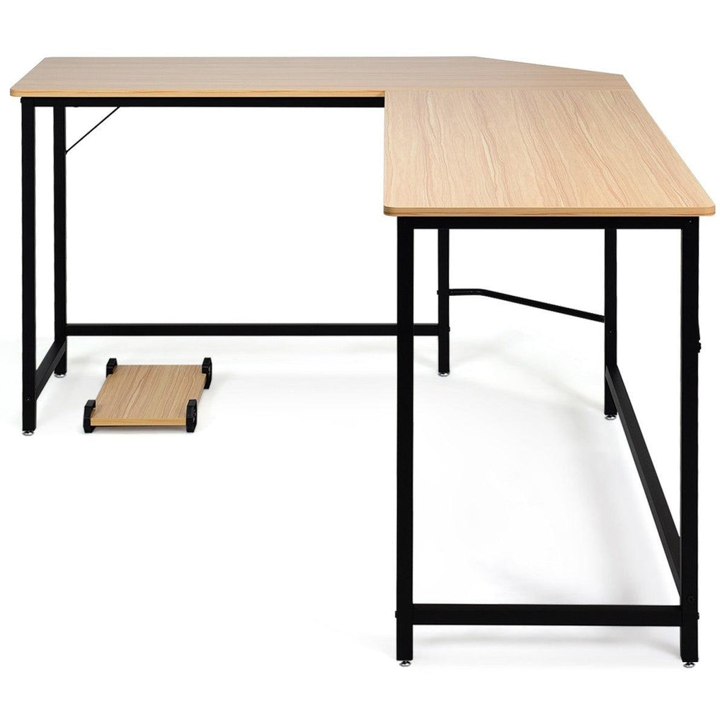 Bureau/table d'ordinateur d'angle en bois et métal 168 x 125 x 74 cm couleur de bois 20_0000346 - Helloshop26