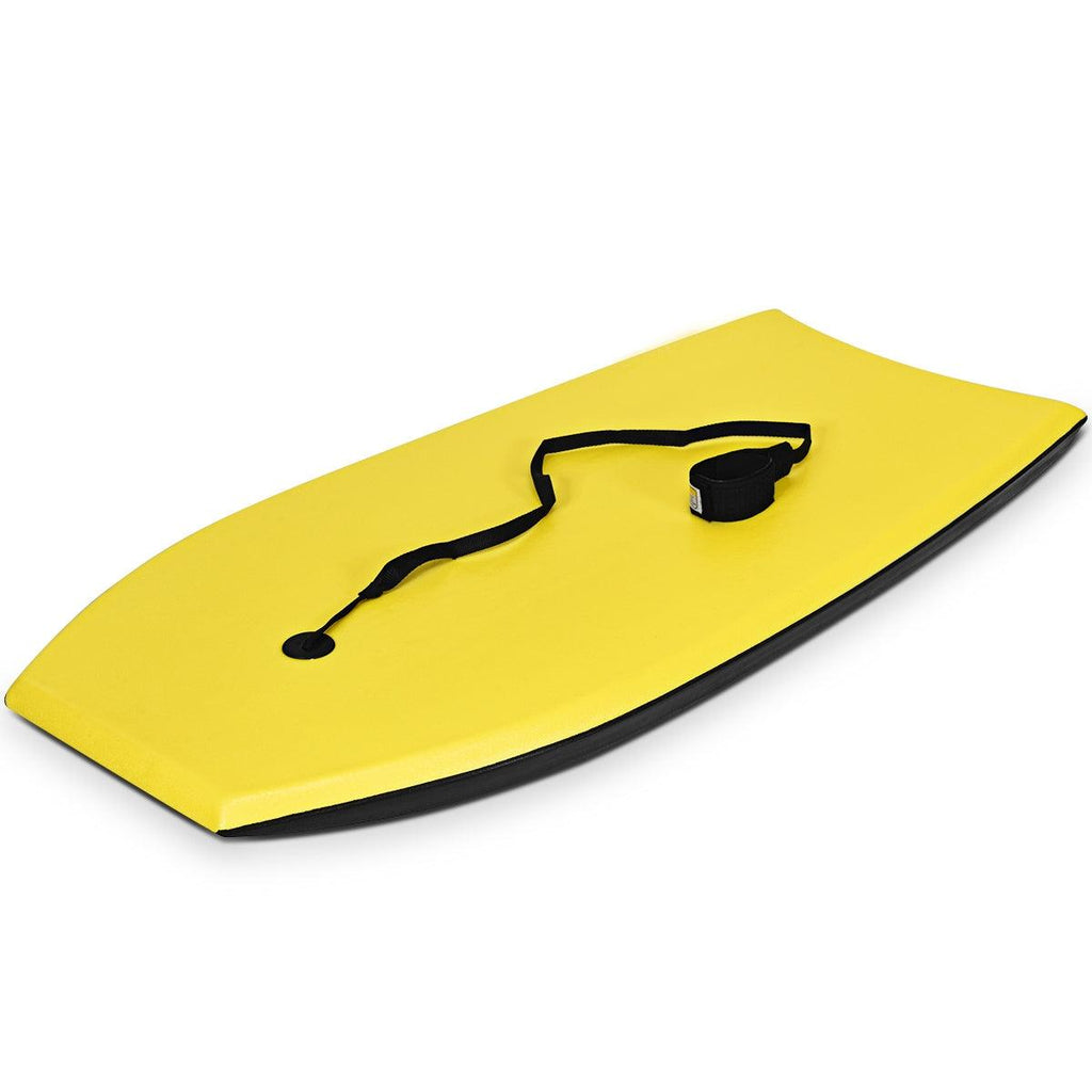 Bodyboard planche de surf 41" en xpe avec sangle pour plus de 14 ans charge 85kg 104x50x6cm conque jaune 20_0000078 - Helloshop26