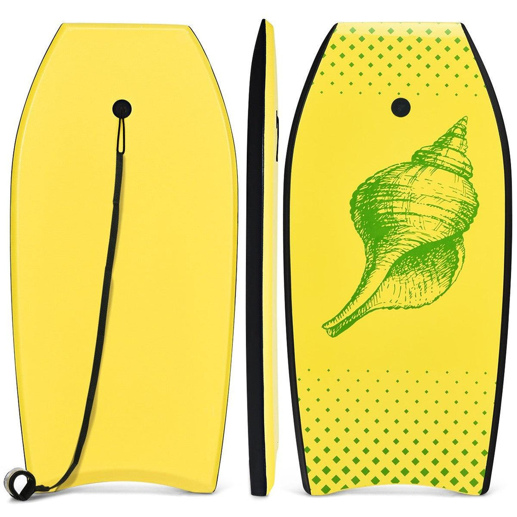 Bodyboard planche de surf 41" en xpe avec sangle pour plus de 14 ans charge 85kg 104x50x6cm conque jaune 20_0000078 - Helloshop26
