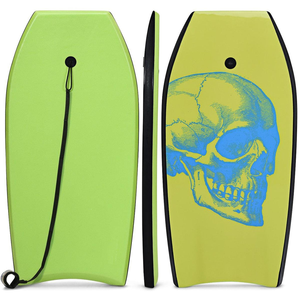 Bodyboard 41 pouces avec sangle de 90 cm planche de surf avec motif de crâne cool de couleur vert pour adulte 20_0000293 - Helloshop26